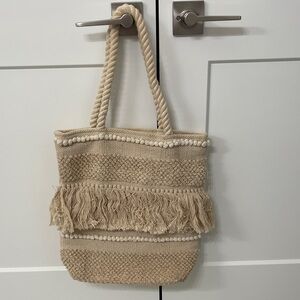 Forever 21 Cream Textured Tote Bag